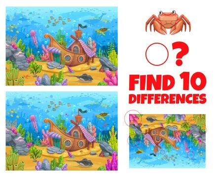Find ten differences game with sunken boat house イラスト素材