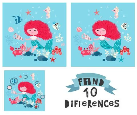 Find the ten differences Stock Illustration