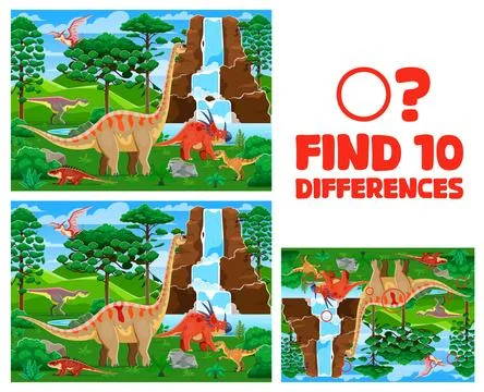 Find ten differences on landscape with dinosaurs イラスト素材