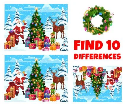 Find ten differences quiz with Christmas character イラスト素材