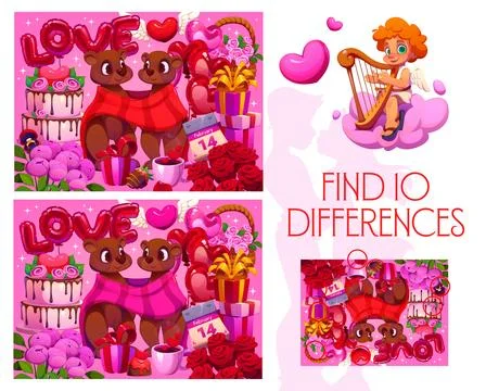 Find ten differences on Valentines greeting card イラスト素材
