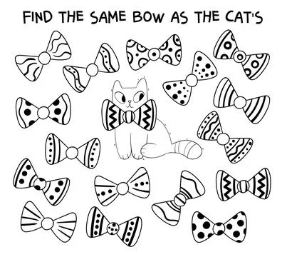 Find two identical bows. Find 2 same objects. Educational game for children Stock Illustration
