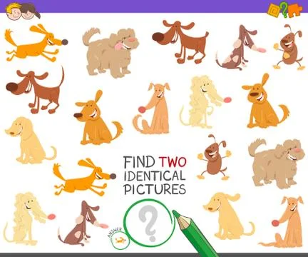 Find two identical dogs activity for children 스톡 일러스트