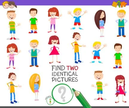 Find two identical kid educational game Stock Illustration