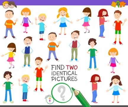 Find two identical kid task for children Illustrazione stock