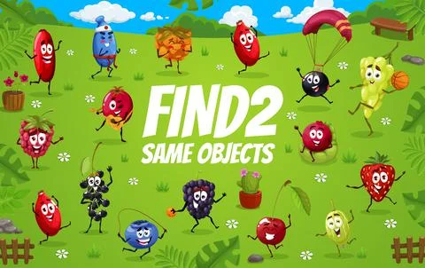 Find two same berry characters on summer party Stock Illustration