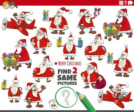 Find two same cartoon Santa Claus characters Stock Illustration