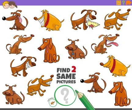 Find two same dogs game for children Illustrazione stock