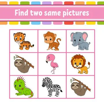 Find two same pictures. Task for kids. Education developing worksheet. Activi Stock Illustration