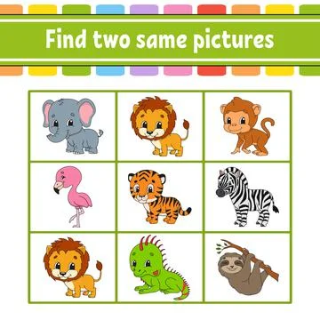 Find two same pictures. Task for kids. Education developing worksheet. Activi Stock Illustration