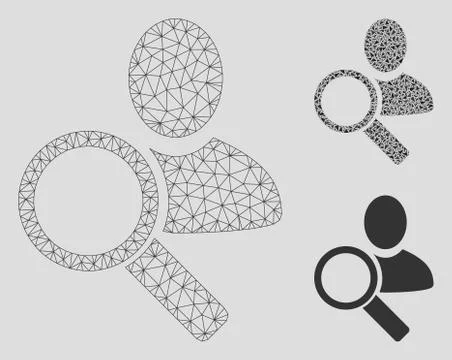 Find User Vector Mesh Network Model and Triangle Mosaic Icon Stock Illustration
