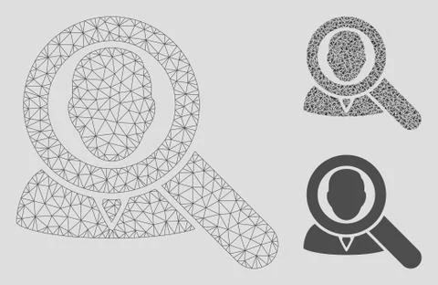 Find User Vector Mesh Network Model and Triangle Mosaic Icon Stock Illustration