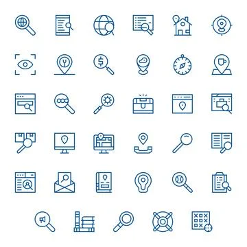 Find Vector Graphics Pack including 35 Regular Line 256x256 Display Perfect.. Stock Illustration