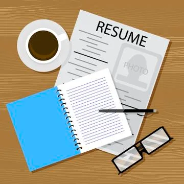 Find work, resume on table Stock Illustration