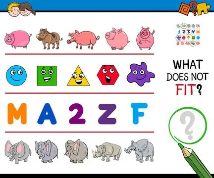 Find wrong picture in a row educational game Cartoon Illustration of Findi... Stock Photos