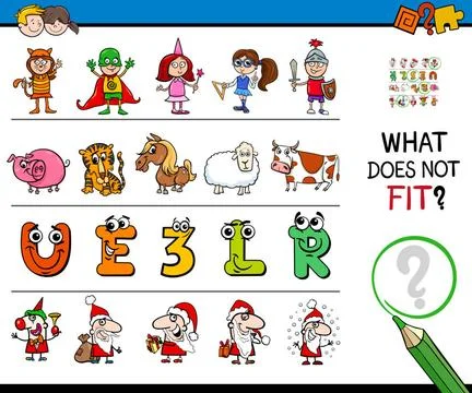 Find wrong picture in a row educational game Cartoon Illustration of Findi... Stock Photos