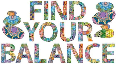 FIND YOUR BALANCE. Vector decorative zentangle object for decoration 스톡 일러스트