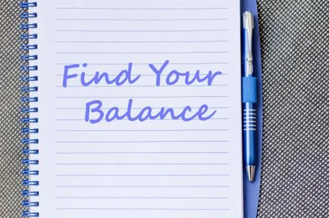 Find your balance write on notebook Stock Photos