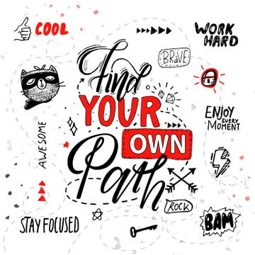 Find Your Own Path Poster Vector Illustration 스톡 일러스트