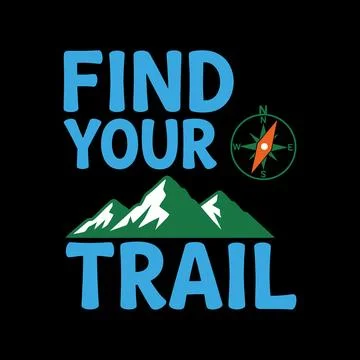 Find Your Trail With A Compass And Mountains tshirt design Stock Illustration