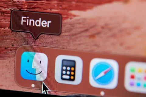 Finder icon on macos dock Stock Photos
