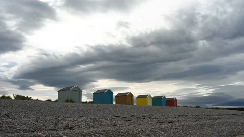 Findhorn beach huts time lapse 库存影片 161069233