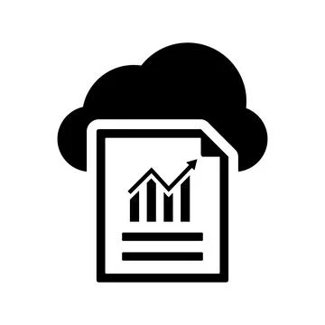 Finding, analysis, cloud, solution icon. Black vector graphics. Stock-Illustration