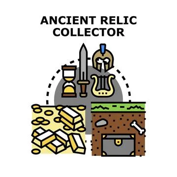 Finding ancient relics, treasure, and historical artifacts Stock Illustration