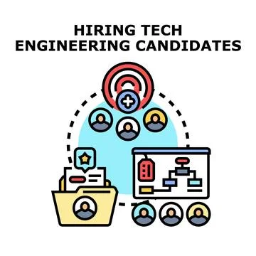 Finding and selecting engineering technology candidates process Stock Illustration