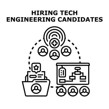 Finding and selecting engineering technology candidates process Stock Illustration