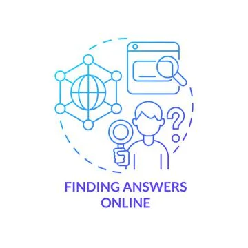 Finding answers online blue gradient concept icon 스톡 일러스트