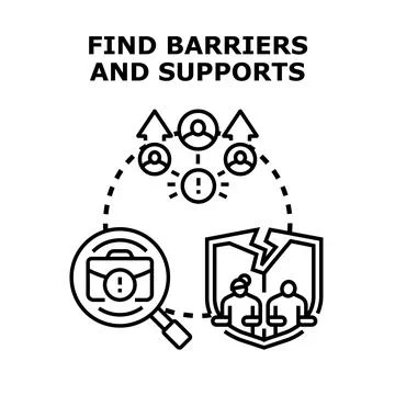 Finding barriers and supports in challenges and problems Illustrazione stock