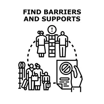 Finding barriers and supports in migration process Stock Illustration