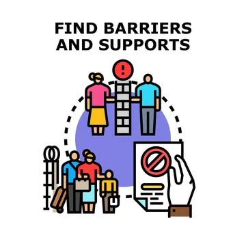Finding barriers and supports in migration process Stock Illustration