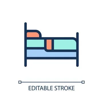 Finding bed to sleep pixel perfect RGB color ui icon Illustration
