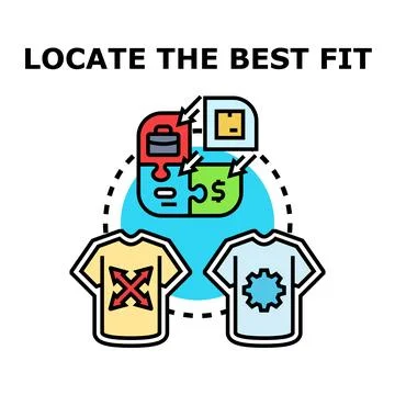 Finding the best fit solution concept Stockillustratie