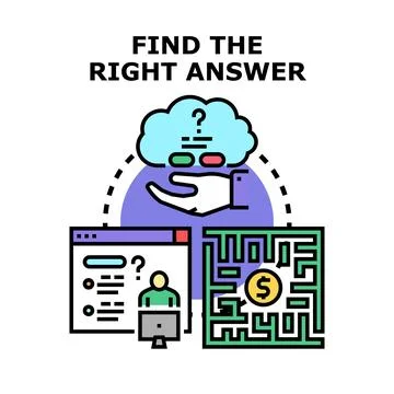 Finding the best solution and right answer concept Stock Illustration