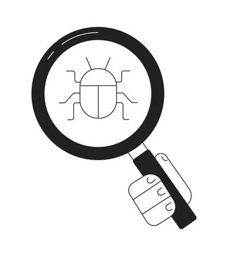 Finding bugs in code black and white concept vector spot illustration Stock Illustration