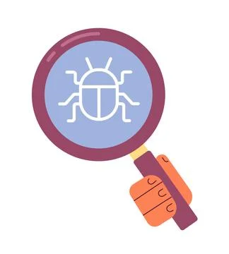 Finding bugs in code flat concept vector spot illustration Stock Illustration