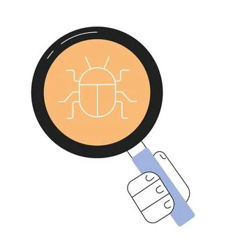 Finding bugs in code line concept vector spot illustration Stock Illustration