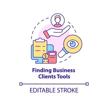 Finding business clients tools concept icon Illustrazione stock