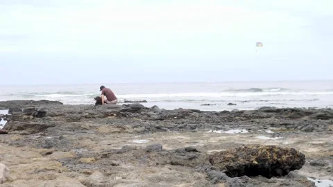 Finding Calmness by the Seaside Amidst the Rocky Shoreline Stock Footage 316522204