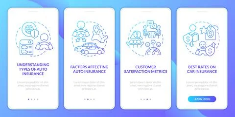 Finding car insurance coverage blue gradient onboarding mobile app screen Illustrazione stock