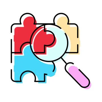 Finding core solution researching business puzzle concept Illustrazione stock