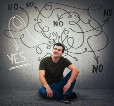 Finding correct answer to questions, yes or no response Foto stock