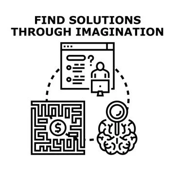 Finding creative business solutions through imagination and analysis Stock Illustration