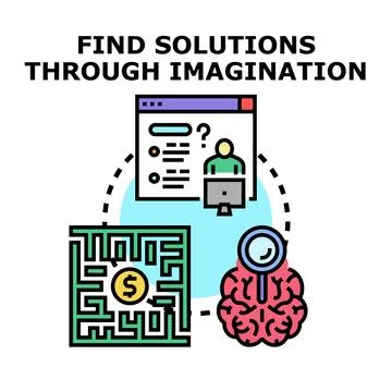 Finding creative business solutions through imagination and analysis Stock Illustration