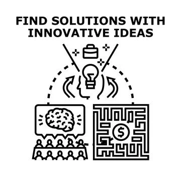 Finding creative solutions and innovative business ideas Stock Illustration