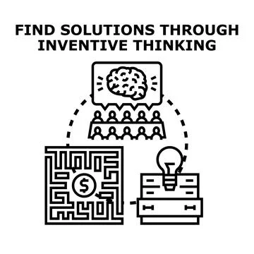 Finding creative solutions through inventive thinking process Stock Illustration