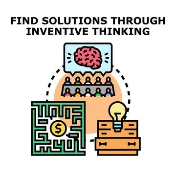 Finding creative solutions through inventive thinking process 库存插图